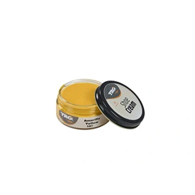 Imagen de TRG The One Crema Protectora para Calzado de Cuero a base ceras Betún Zapatos Piel y Sintética Nutre, da brillo mantiene el color Shoe Cream #107 Amarillo, 50ml