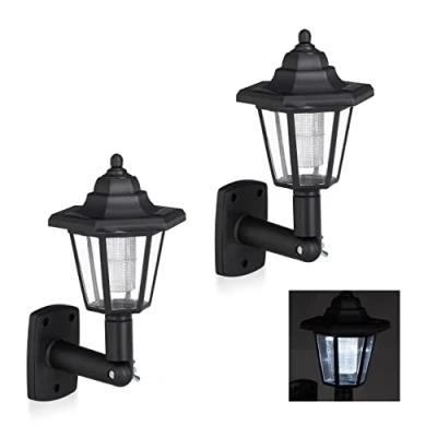Imagen de Relaxdays Set de Dos farolas solares LED, Lámparas Exterior, Ahorra energía, Impermeable, Negro