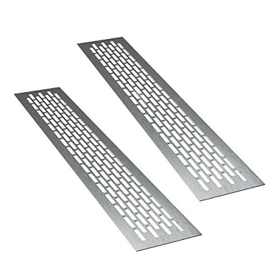 Imagen de sossai® Rejillas de ventilación aluminio Alucratis (2 piezas) Rectangular dimensiones: 48 x 8 cm Color: inox rejilla aire