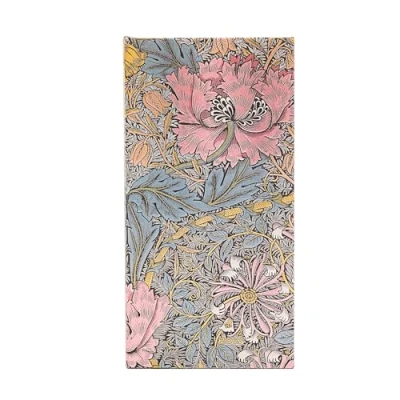Imagen de Morris Pink Honeysuckle (William Morris) Slim 12 month Horizontal Hardback Dayplanner 2025 (Elastic Band Closure): tydzień na dwóch stronach, zamykany gumkę, papier 100 gsm