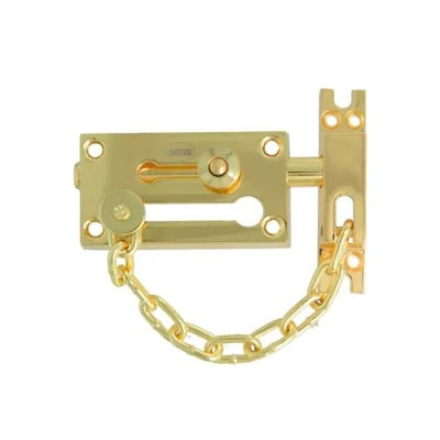 Imagen de Amig Pasador de Sobreponer Seguridad para Puertas Zamak y Acero Bloqueo Robusto Compatible con Cerraduras Ezcurra, Latonado, 80 x 45 mm