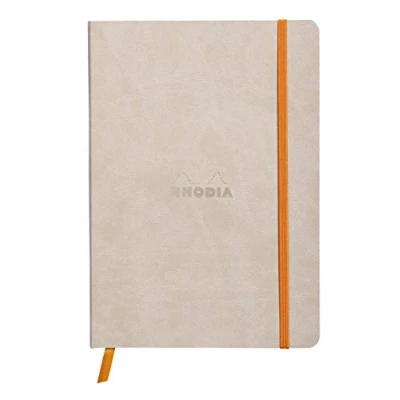 Imagen de RHODIA 117405C Carnet Souple Beige A5 Ligné 160 pages Papier Clairefontaine Ivoire 90 g/m² Marque Page, Fermeture Élastique Couverture Simili Cuir Collection Rhodiarama
