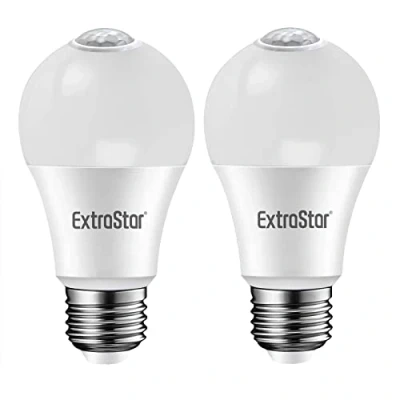 Imagen de EXTRASTAR Bombilla LED con Sensor Infrarrojo E27, 12W, 1160 Lúmen, Luz Blanca Natural 4200K, Equivalente a 81W Halógena, No Regulable, 2 Pcs