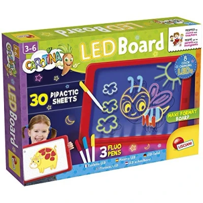 Imagen de Liscianigiochi Carotina Pizarra LED con fichas didácticas Juego educativo preescolar para niños a partir de 3 años