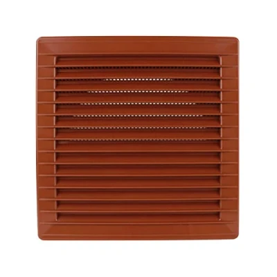 Imagen de MKK Rejilla de ventilación rectangular, diámetro 100, 120, 125 y 150 mm, protección contra insectos, plástico, color rojo ladrillo