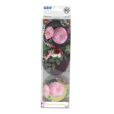 Imagen de PME Country Garden Juego de 3 moldes para Magdalenas con Forro Aluminio, 60 Unidades, Papel Recubierto, metálico