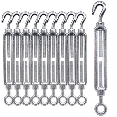 Imagen de (Pack de 10 piezas) tensor alambre M6, tensores ajustables gancho y ojo, tensión del cable cuerda (10 piezas, M6)