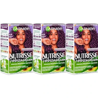 Imagen de Garnier Nutrisse Tinte intensivo con 8 semanas de duración, 5,21 violeta intenso, 3 unidades