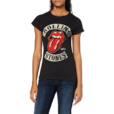 Imagen de Rock Off officially licensed products The Rolling Stones Tour 1978 Camiseta, Negro, L para Mujer