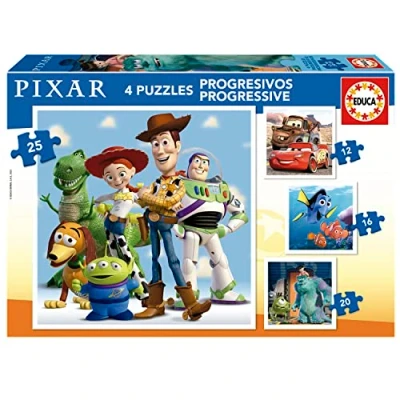 Imagen de Educa Conjunto de Puzzles Progresivos infantiles Pixar 12 16 20 25 piezas. A partir 3 4 años (19681)