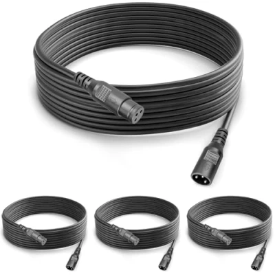 Imagen de 4Pack Cable Dmx 5m para Luces Xlr Macho Hembra 3 Pin de Luz Dmx, Pines Canon Conexión Señal Cabeza Movil o Focos Escenario Led, Micrófono Mezclador Audio