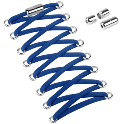 Imagen de Widamin 2 Pares de Cordones Elásticos con cápsula Metal, sin Nudo para Adultos Niños, Perezosos Atar Zapatos Deporte，Azul
