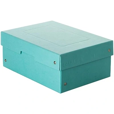 Imagen de Falken PureBox caja de almacenaje con tapa cartón resistente, fabricada en Alemania, 100 mm alto, DIN A5, color azul, regalo vegana, transporte,