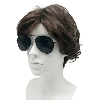 Imagen de SKHAOVS Peluca Hombres Pelucas MarróN Cortas Hombre Cabello Sintéticas Halloween Carnaval Melena Larga rizada Accesorios Disfraz Años 80 Heavy Metal Pascua JGA Hippies Afro (MarróN)