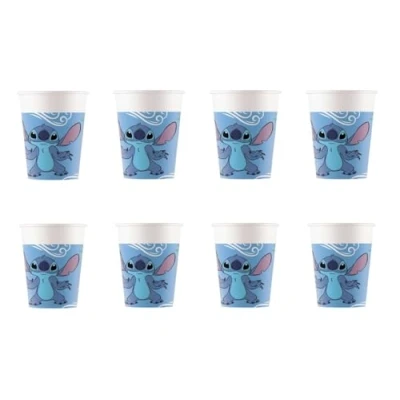 Imagen de ALMACENESADAN, 5073; 8 vasos de carton ideal para fiestas y cumpleaños la licencia Stitch; capacidad 220 ml; paquete Stich