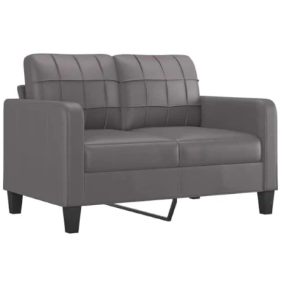 Imagen de vidaXL sofá de 2 plazas Cuero sintético Gris 120 cm, sofá, Dos plazas, Asientos salón, sofás, tapizado, Personas