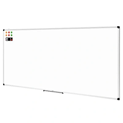 Imagen de Amazon Basics Pizarra blanca magnética con bandeja para rotuladores y marco de aluminio, 240 cm x 120