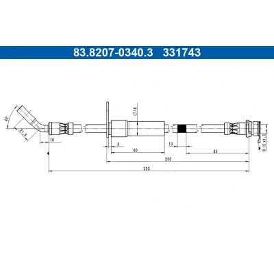 Imagen de ATE 83.8207 0340.3 Latiguillos de Freno 353mm M10x1,5mm FORD: Puma SUV 1.0 ST EcoBoost mHEV, EcoBoost, 1.5 EcoBlue