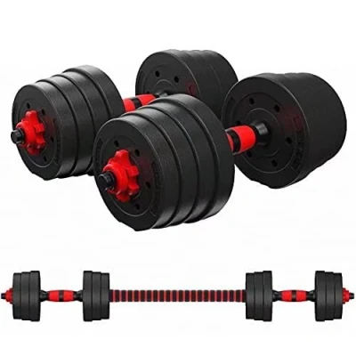 Imagen de BCBIG Mancuernas Ajustables Pesas Set, 2 En 1 De Dumbbell con Barras ConexióN, para Gimnasio Casa Juego Ejercicio, Equipo Fitness Desmontable, Recubierta Goma Discos,Negro,15kg(7.5kg*2)