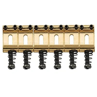 Imagen de Musiclily Pro 10,5mm Acero Silletas Vintage Strat Saddles para Trémolo Puente Guitarra eléctrica Stratocaster, Dorado(Juego de 6)