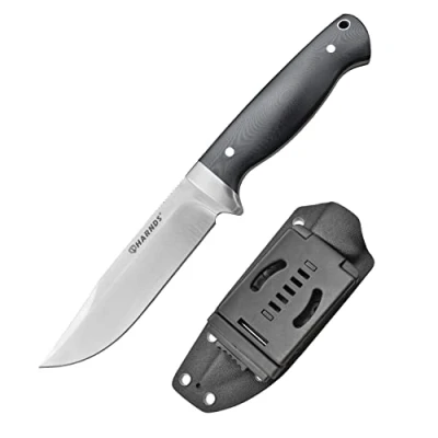 Imagen de Harnds Defender D2, cuchillo de caza hoja fija acero espiga completa para acampar al aire libre, supervivencia Bushcraft (G10 Griff+Kydex Scheid)