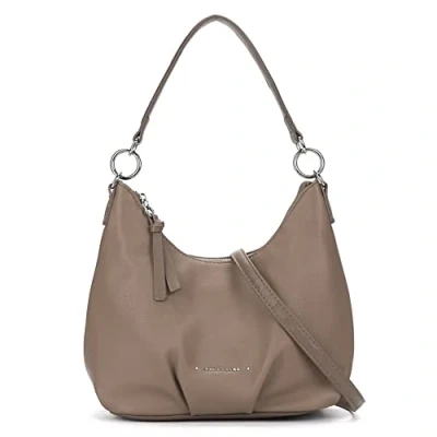 Imagen de David Jones Bolso de Hombro Mujer Bandolera Cruzado Piel Sintética Señora Mano Cuero PU Ciudad Moda Embrague Elegante Mensajero Crossbody Bag Beige Topo