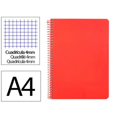 Imagen de Liderpapel Cuaderno espiral a4 witty tapa dura 80h 90gr cuadro 4mm con margen color rojo