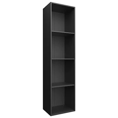 Imagen de vidaXL Estantería Librería Convertible Mueble TV Estante Libros Vertical 4 Niveles Cubos Compartimentos Televisión Televisor Contrachapada Negro