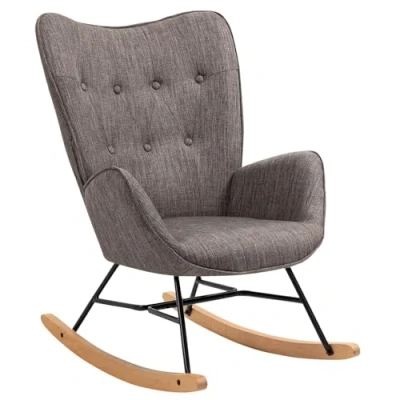 Imagen de MEUBLE COSY Silla Mecedora de Lactancia Sillón Tapizado con Asiento Grueso y Respaldo Alto para Salón Dormitorio Balcón, 66x84x97cm
