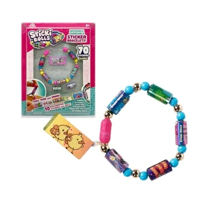 Imagen de Sky Castle Sticki Rolls Band Single Pack, Pulseras con Pegatinas, Rollos de Pegatinas Temática Kawaii, 50 por Pulsera, 2 Intercambiables Extra, Famosa (TCR01000)