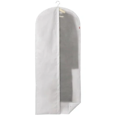 Imagen de Rayen Funda de ropa para armario. traje percha con cremallera. Cubre vestido resistente al polvo, humedad y polillas. 60 x 150 cm. Gris Claro/Translúcido