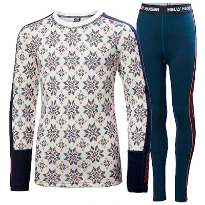 Imagen de Helly Hansen Junior Unisex Jr Graphic Lifa Merino Set, Azul marino, 14