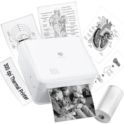 Imagen de Phomemo M02PRO Mini Impresora Portátil Fotos Movil Bluetooth Térmica Inalámbrica Compatible con iOS y Android, para Impresión de Fotos, Graffiti, Aprendizaje, Trabajo, Blanco
