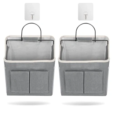 Imagen de AiQInu 2 Piezas Organizador Colgante, Bolsa de Almacenamiento Colgante con 5 Compartimentos, Lona Alta Ganchos, para Casa, Oficina, Caravana, Cocina, Baño