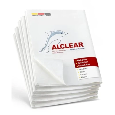 Imagen de ALCLEAR 950001 paño de microfibra para ventanas,set 5,paño cristales,del hogar y las ventanas,sin necesidad utilizar un secar ni limpiacristales,40 x 45 cm