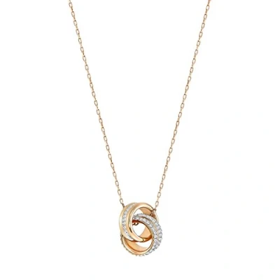 Imagen de Swarovski Collar de Aros Entrelazados Further para Mujer, con Cristales Blancos, Baño Tono Oro Rosa Pulido, Colección