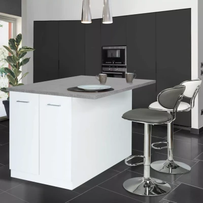 Imagen de IDMarket Ilot Central IVO 120 cm, color blanco con superficie de trabajo, efecto hormigón