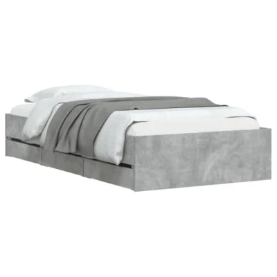 Imagen de vidaXL Cama con Cajones, Somier Individual de Invitados, Estructura Cama, Mueble para Dormitorio, Madera Ingeniería Gris Hormigón 90x200 cm