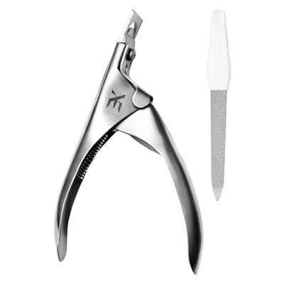 Imagen de XE Cortaúñas Postizas de Acero Inoxidable Profesional Extensión con Lima Uñas, Manicura Pedicura Acrílica, Recortadora Clavo Gel Herramienta Ideal Para Cortar Uñas