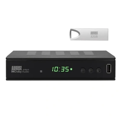 Imagen de August Sintonizador de 1080p HD (DVB415) HDMI y Scart con receptor DVB T/T2 reproductor multimedia para grabar sus programas favoritos () Negro