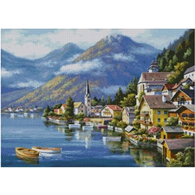 Imagen de Lakeside Village kit de punto cruz, 14 quilates, hilo algodón egipcio 300 x 214, 64 49 cm, cruz