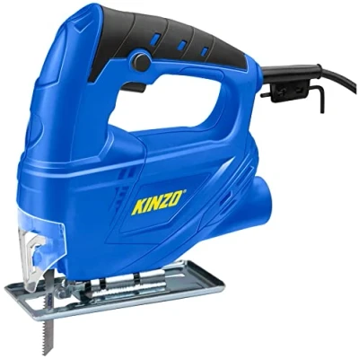 Imagen de Kinzo Sierra de calar 230 V 400 W con extracción polvo Hoja protectora Varios materiales Madera hasta 65 mm Metal 6 Azul, 8711252064161