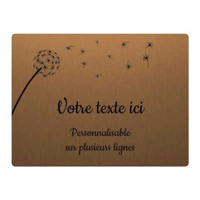 Imagen de Placa grabada funeraria patrón diente de león autoadhesivo, 20 x 15 cm, personalizada, 1 a 3 líneas Bronce
