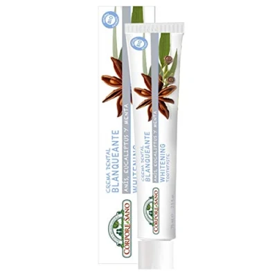 Imagen de Corpore Sano Crema Dental Blanqueante, Pasta de Dientes Natural y Blanqueadora, con Anís Estrellado, Eucalipto Menta, Previene Caries, Dentífrico Sin Flúor, SLS ni Parabenos, 75ml