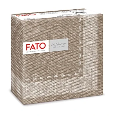Imagen de FATO Servilletas de Papel Secas, Airlaid, Efecto Textil, Paquete 50 Servilletas, Tamaño 40x40 dobladas en 4, Decoración Café Cachemir