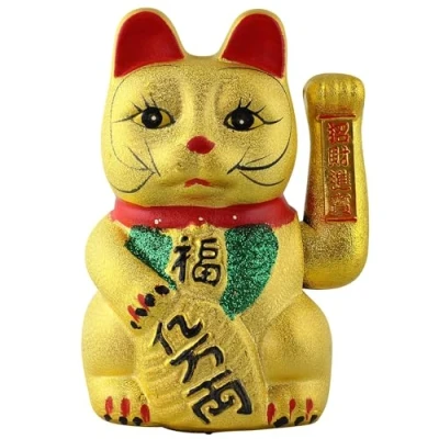 Imagen de Freak Scene Agitando Gato Chino Maneki Neko de carámica 26 cm Oro