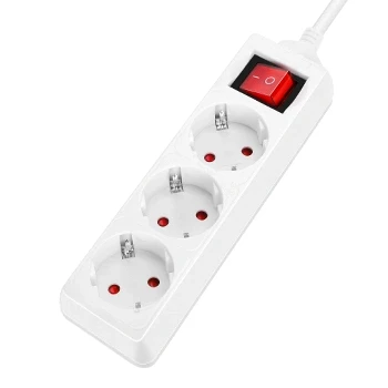 Imagen de Aigostar Regleta alargador de 3 enchufes con cable 1,5 metros e interruptor. Color Blanco