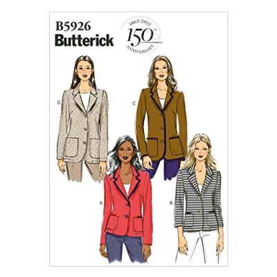 Imagen de Butterick Patrón 5926, Chaqueta para Mujer pequeña, Tallas, Algodón, Lana, Blanco, F5 (16 18 20 22 24)