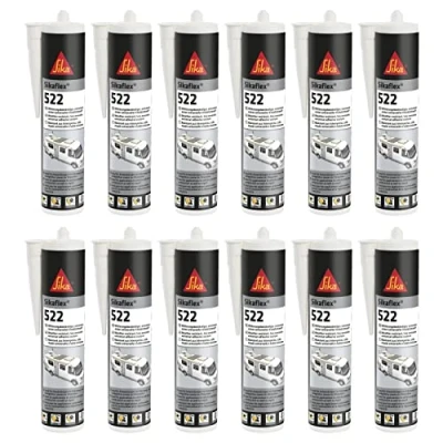 Imagen de 12 x Sikaflex 522 Pegamento y sellador universal de baja emisión, resistente a la intemperie (sustituye 521 UV 221i), cartucho 300 ml (negro)