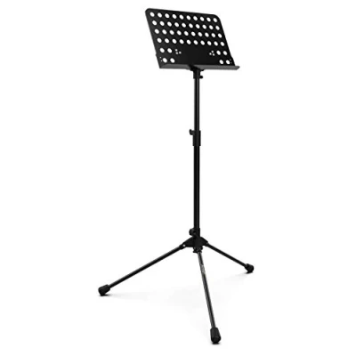 Imagen de Audibax SP2 Atril de Orquestra Soporte para Partituras Plegable con Altura Regulable Bandeja Perforada y Desmontable Ajustable 94 a 142 cm Fabricado en Acero